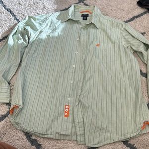 Green striped dress shirt